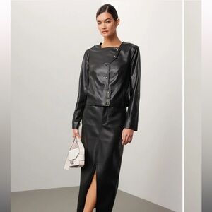 Esteban Cortazar Collarless Leather Jacket size 4